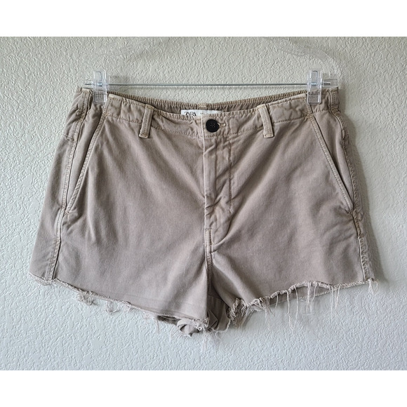 Zara Cut Off Denim Women Shorts SZ Large 32" x 2.5" Beige Festival Western - Picture 1 of 9